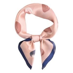 Navy Blue & Pink Silky Soft Polka Dot Square Scarf NIP